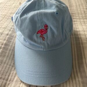 Light Blue Baseball Cap with Pink Flamingo Embroidery